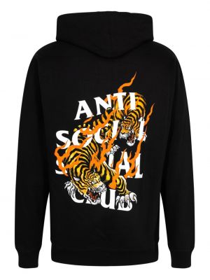 Mikina s kapucí s tygřím vzorem Anti Social Social Club černá