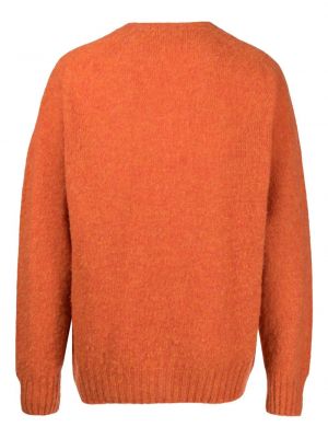 Dzianinowy sweter z okrągłym dekoltem Ymc pomarańczowy