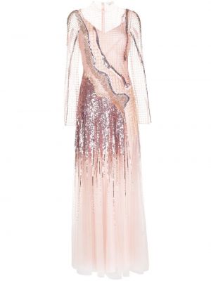 Вечерна рокля с пайети Temperley London розово