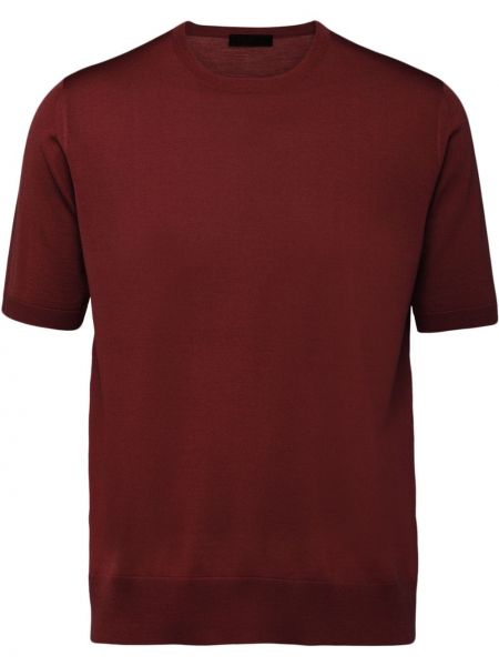 Camiseta de punto de cuello redondo Prada rojo