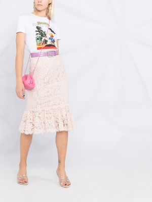 Falda de flores de encaje Dolce & Gabbana rosa