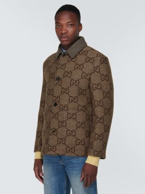 Žakárový vlnený kabát Gucci