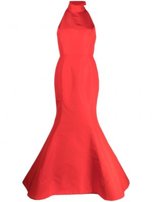 Jedwabna sukienka wieczorowa z kokardką Oscar De La Renta czerwona