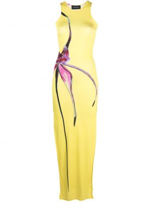 Virágos hosszú ruha nyomtatás Louisa Ballou sárga