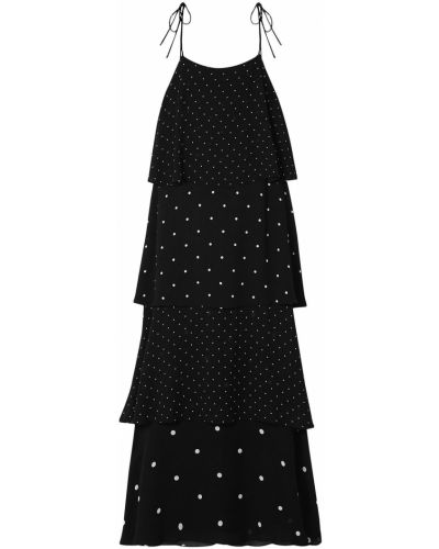 Černé puntíkaté šifonové maxi šaty Anine Bing