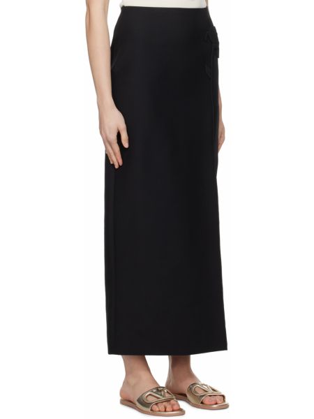 Длинная юбка в цветочек с принтом Valentino черная