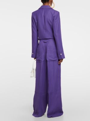Kalhoty relaxed fit Jacquemus fialové