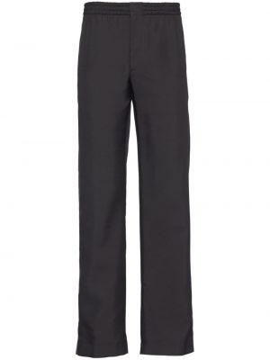 Jedwabne proste spodnie z nadrukiem Prada czarne