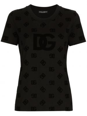 Bavlněné tričko s potiskem Dolce & Gabbana černé