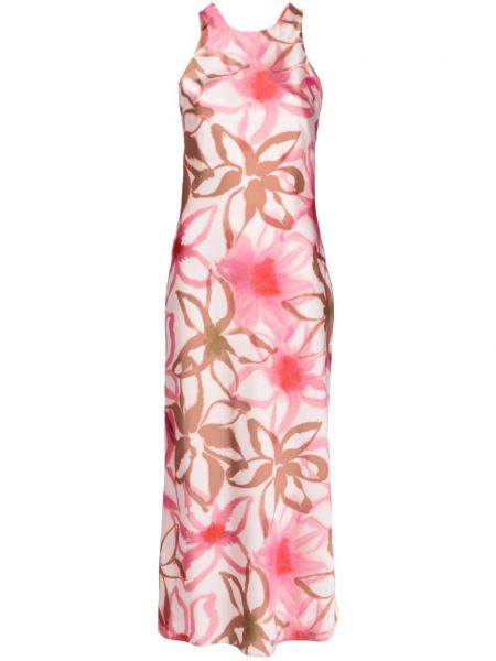 Dolga obleka s cvetličnim vzorcem s potiskom Claudie Pierlot roza
