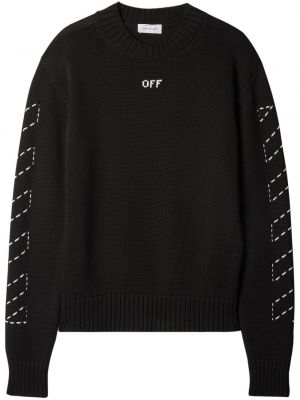 Haftowany sweter z okrągłym dekoltem Off-white