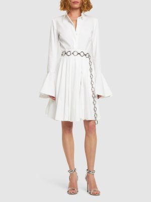 Памучна рокля с буфан ръкави Michael Kors Collection бяло