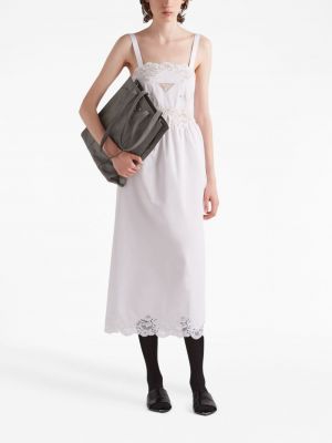 Krajkové midi šaty Prada bílé
