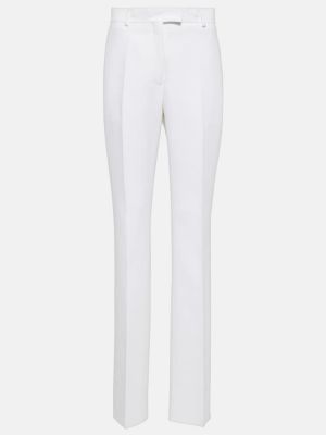Pantalones rectos de crepé Ferragamo blanco