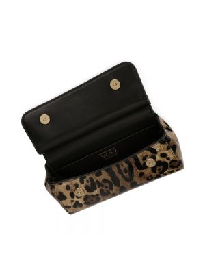 Bolsa de hombro de cuero con estampado leopardo Dolce & Gabbana