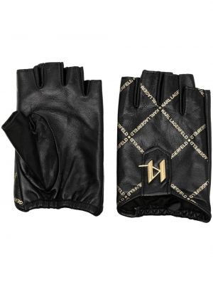 Leder handschuh mit print Karl Lagerfeld