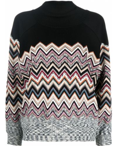 Плетен пуловер Missoni черно