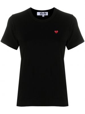 Bavlněné tričko s výšivkou Comme Des Garçons Play černé