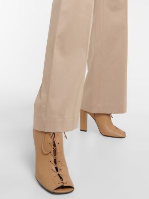 Ankle boots sznurowane skórzane koronkowe Victoria Beckham beżowe