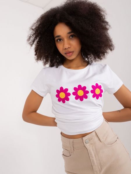 T-krekls ar ziediem Fashionhunters balts