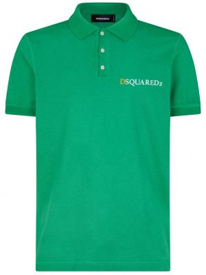 Kokvilnas polo krekls ar apdruku Dsquared2 zaļš