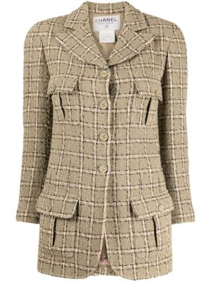 Tweed kockás dzseki Chanel Pre-owned zöld