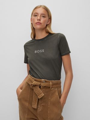 Camiseta slim fit de algodón Boss negro