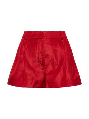 Pantaloni scurți cu talie înaltă de mătase Valentino roșu