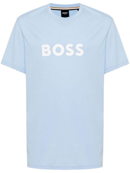T-shirt en coton à imprimé Hugo bleu