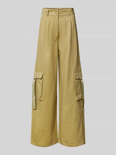 Spodnie cargo w jednolitym kolorze Karo Kauer khaki