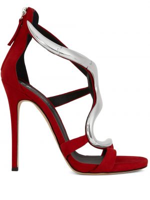 Sandalias de estampado de serpiente Giuseppe Zanotti rojo