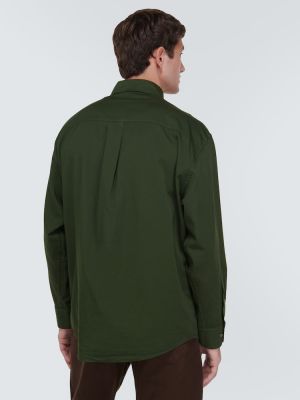 Bavlnená saténová košeľa Lemaire zelená
