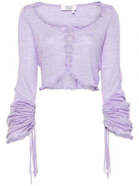 Woll strickjacke mit rüschen Cannari Concept lila