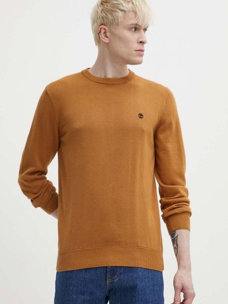 Pamučni pulover Timberland smeđa