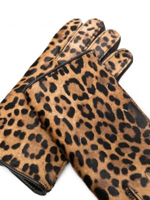 Cimdi ar apdruku ar leoparda rakstu Maison Margiela brūns