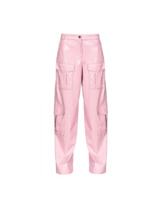 Spodnie skórzane Pinko różowe