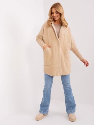 Palton de lână din lână alpaca Fashionhunters bej