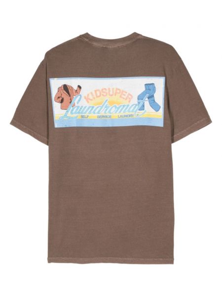 Raštuotas marškinėliai Kidsuper ruda