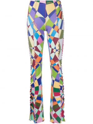 Pantaloni cu imagine cu imprimeu geometric Siedres verde