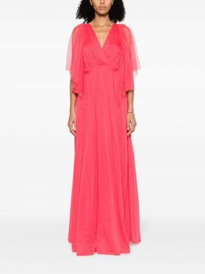 Kleid mit v-ausschnitt ausgestellt Forte_forte pink