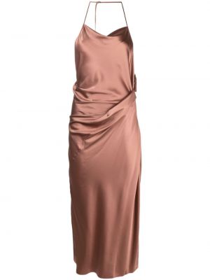 Sukienka koktajlowa drapowana Helmut Lang brązowa