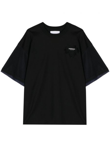 Βαμβακερή μπλούζα από διχτυωτό Yoshiokubo μαύρο