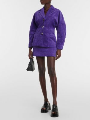 Хлопковый вельветовый пиджак Ganni фиолетовый