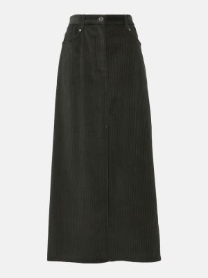Bavlnená menčestrová dlhá sukňa Brunello Cucinelli čierna