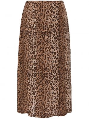 Plisovaná midi sukňa s potlačou s leopardím vzorom Rixo hnedá