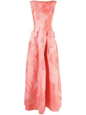 Jacquard večernja haljina s cvjetnim printom Talbot Runhof ružičasta