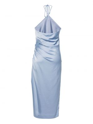Satynowa sukienka midi Simkhai niebieska