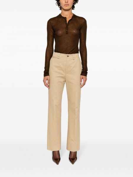 Pantalon droit en coton Saint Laurent beige