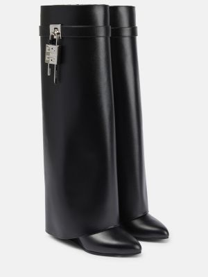 Kožené kozačky na podpatku Givenchy - černá