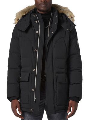 Пальто с капюшоном Andrew Marc черное